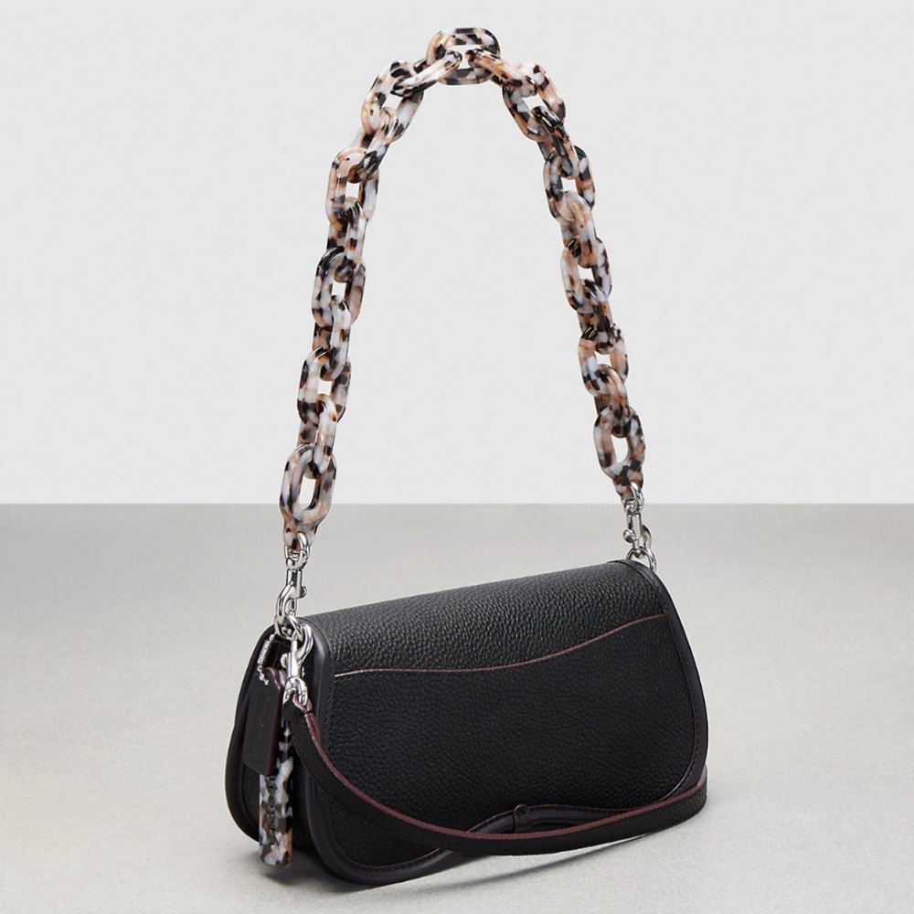 Coach Coachtopia Wavy Dinky Bag w Acrylic Chain & Strap Black Pebble Leather NWT - Picture 8 of 16